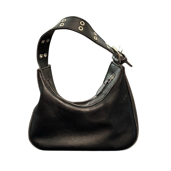 Vintage Y2K Black Grommet Lace Up Purse Shoulder Bag - Picture 7 of 11